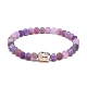 6Pcs 6 Color Natural Weathered Agate(Dyed) Round & Alloy Buddha Head Beaded Stretch Bracelets Set BJEW-JB08986-4