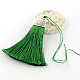 Décorations de pendentif pompon en polyester avec des accessoires en plastique CCB d'argent antique AJEW-R054-08-1