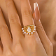 Hollow Brass Micro Pave Clear Cubic Zirconia Adjustable Rings NO7061-3
