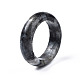 Natural Black Larvikite Plain Band Ring G-N0326-99C-4