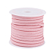 Cordón plano de gamuza sintética rosa fuerte de 3x1.5 mm X-LW-R003-28-2