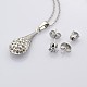 Mixed Styles 304 Stainless Steel Jewelry Sets Pendant Chain Necklaces and Ear Studs SJEW-O018-M-3