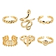 6pcs 6 estilos anillos de puño de latón RJEW-LS0001-32G-2