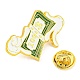 ハンド＆ドルエナメルピン  バックパックの服のための黄金の合金のバッジ  グリーン  24.5x33x1mm JEWB-F026-04-2