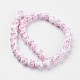 Chapelets de perles en céramique imprimées de fleurs manuelles PORC-J006-A01-2