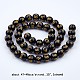 Olycraft Natural Obsidian Round Carved Om Mani Padme Hum Beads Strands G-OC0001-35-3