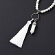 Natural Howlite Bullet & Tassel Pendant Necklace with Mixed Gemstone Beaded Chains NJEW-E585-02H-4