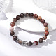 Круглые эластичные браслеты из натурального окаменевшего дерева BJEW-JB12610-01-2