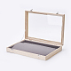木製のネックレスプレゼンテーションボックス  ガラスとベルベットの枕で  長方形  アンティークホワイト  35x24x5.5cm ODIS-P006-09-3