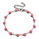Bracelet chaîne à maillons coeur en acier inoxydable couleur 304 avec émail BJEW-E088-01P-2