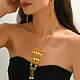 Комплекты ожерелий и серег с плоскими круглыми кисточками из латуни для женщин XV1236-4