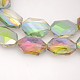 Hexagon Electroplate Rainbow Plated Glass Beads Strands EGLA-P008-F03-2