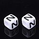 Perles de lettre de trou horizontal acrylique X-PL37C9129-N-2