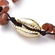Bracelets de perles tressées en agate rouge naturelle/cornaline (teinte) à puce réglable BJEW-JB04994-02-3
