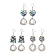 3 Pair 3 Style Heart & Trapezoid & Flat Round Acrylic Dangle Earrings EJEW-JE05204-1