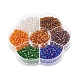 Perles de rocaille rondes en verre 7 couleurs SEED-YW0001-24C-02-3