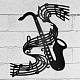 Creatcabin Musique Sax Décoration murale en métal vintage Clé de sol Décoration murale Instruments de musique Sculpture à suspendre pour maison AJEW-WH0306-025-7