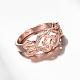 Real Rose Gold Plated Brass Heart Finger Ring for Women RJEW-BB06497-7RG-5
