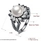 エレガントな真鍮のシェルパールの指の指輪  花  ガンメタ色  usサイズ6（16.5mm） RJEW-BB23131-6-6