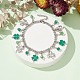 Alloy Clover & Glass Charm Bracelet with 304 Stainless Steel Curb Chains for Saint Patrick's Day BJEW-TA00302-4
