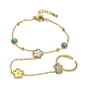 Bracelet à maillons demi-ronds turquoise synthétique avec anneau de manchette ouvert en forme de fleur de coquillage synthétique BJEW-H324-04G-1