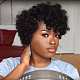 フルヘッドのかつら  短い巻き毛のかつら  合成かつら  黒人女性のためのかつら  ブラジルヘアウィッグ  耐熱高温繊維  ブラック  11.81インチ（30cm） OHAR-L010-015-3