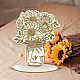 Grußkarte mit Blumenstrauß aus Holz AJEW-WH0441-002-4