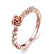 Romantico stile coreano ottone zirconi rosa anelli di nozze di fidanzamento RJEW-BB00168-02-1