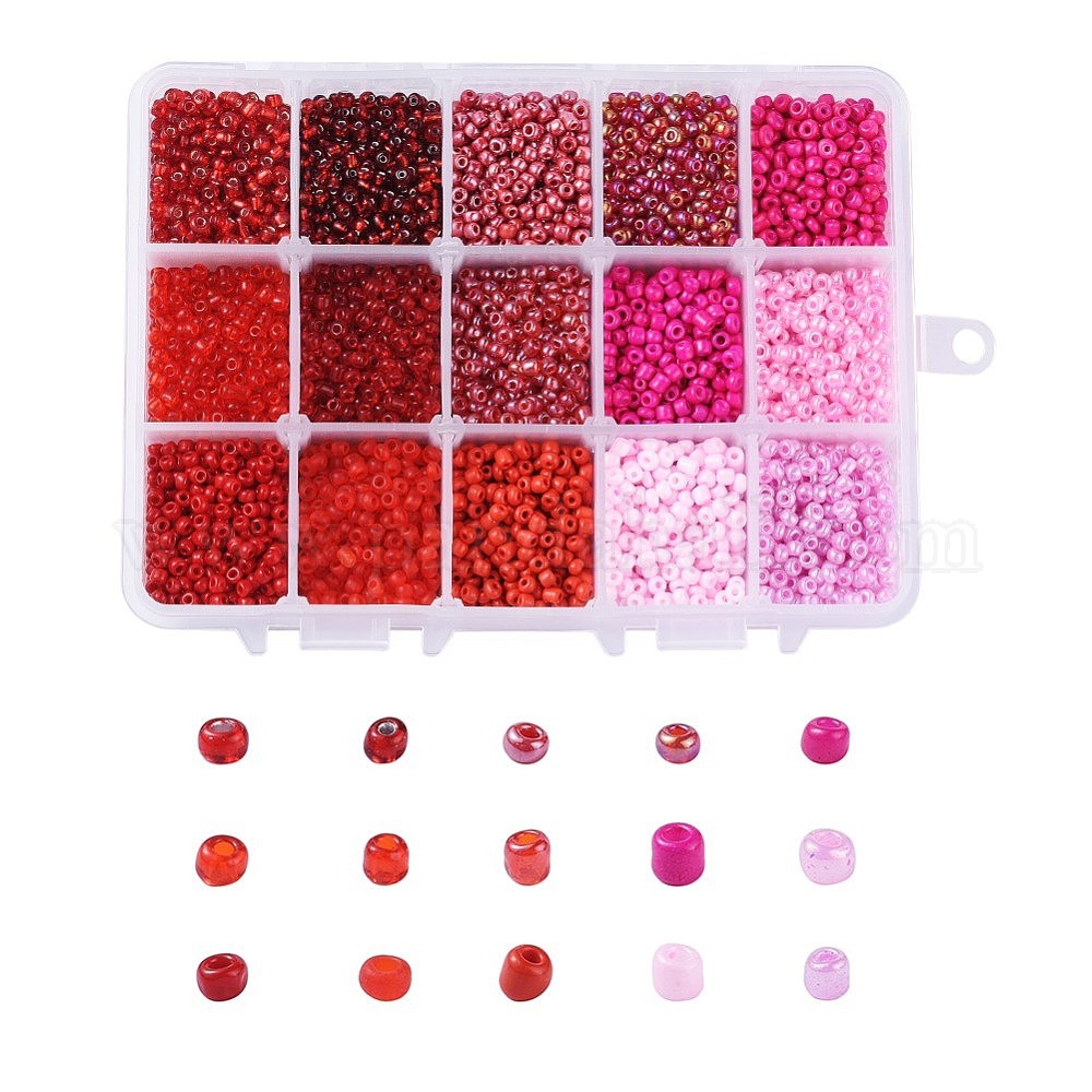 nBeads 300g 2mm Perles de Rocailles en Verre, 15 Styles