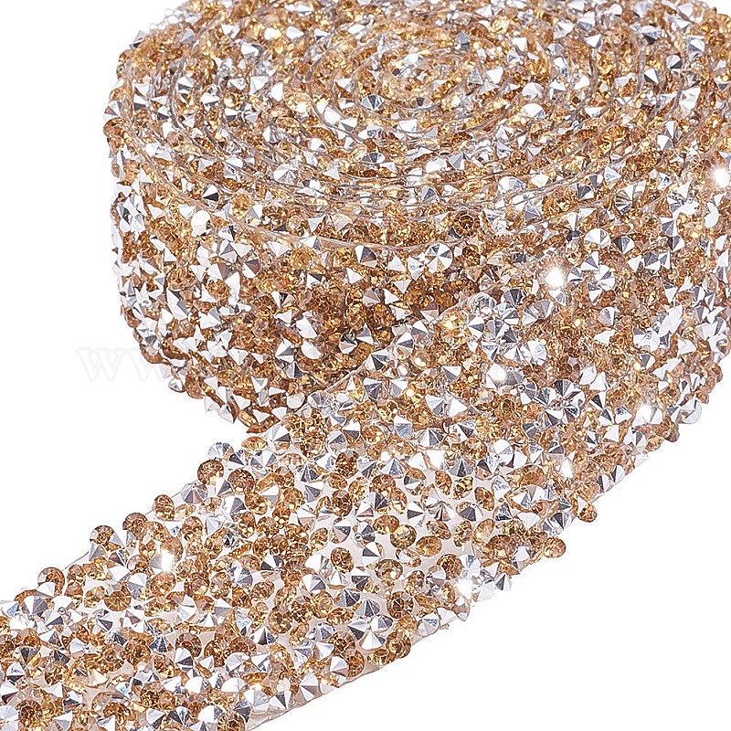 Hotfix Rhinestone Ribbon With Pearls — 5 Yards, 14mm Wide, Self-Adhesive Trim For DIY Clothing, Crafts, And Decor