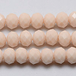 Imitatorische Jade Glasperlenstränge, facettiert, Rondell, Navajo weiß, 3.5x2.5~3 mm, Bohrung: 1 mm, ca. 139 Stk. / Strang, 14 Zoll
