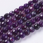 Natural Agate Beads Strands, Faceted, Dyed, Round, Indigo, 4mm, Hole: 0.5mm, about 91~93pcs/strand, 15 inch