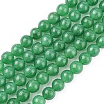 Natürliche Jade Stränge, gefärbt, Runde, mittleres Seegrün, 8 mm, Bohrung: 1 mm, ca. 48 Stk. / Strang, 14.9 Zoll