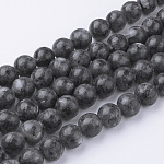 Brins de perles de larvikite noire naturelle, ronde, 12~12.5mm, Trou: 1.5mm, Environ 31~32 pcs/chapelet, 14.9 pouce (38 cm)