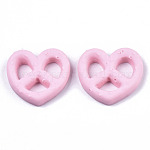 Resin Cabochons, Imitation Food Biscuits, Heart, Pink, 23~24x25~26x5mm