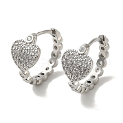 Серьги-кольца из латуни с микропаве из кубического циркония EJEW-R162-44P