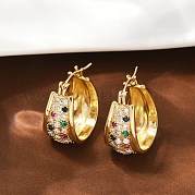 Латунные микро проложить серьги обруча кубического циркония EJEW-F895-23B-G