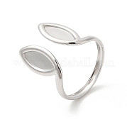 304ステンレススチール製カフ指輪  女性用ウサギ耳オープンリング  ステンレス鋼色  usサイズ8 1/2(18.5mm) RJEW-L107-004P