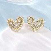 Серьги-манжеты в форме сердца из латуни с микропаве из прозрачных кубических цирконий EJEW-H158-21G