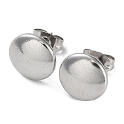 304 Stainless Steel Flat Round Ear Studs for Women EJEW-P234-08P