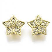 Brass Micro Pave Clear Cubic Zirconia Magnetic Clasps KK-N232-140G-NF
