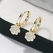 Серьги-кольца из латуни с прозрачным фианитом EJEW-Q014-06G