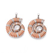 Кулоны с эмалью из латуни с прозрачным кубическим цирконием KK-T071-28P-02