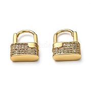 Серьги-кольца Huggie из латуни с прозрачным фианитом и прозрачным фианитом EJEW-H121-17G