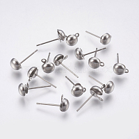 40pcs(20pairs) Stainless Steel Stud Earring Half Round Earrings Posts with Loop 0.8mm Pin Golden & Stainless Steel Color Earring Studs for Jewelry