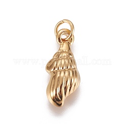 Pendentifs en acier inoxydable 304, conque, or, 18x7.5x4mm, Trou: 3mm