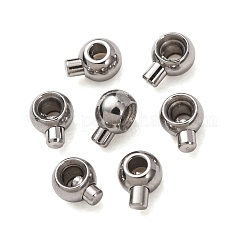 304ステンレススチールクリンプビーズ  ラウンド  ステンレス鋼色  4.5x2.5x3.5mm  穴：2mm