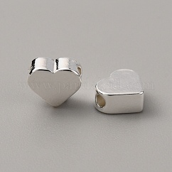 真鍮ビーズ  ニッケルフリー  ハート  銀  6x7x3mm  穴：1.6mm