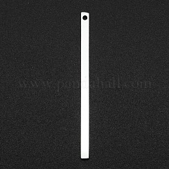 Anlaufgeschützte Anhänger aus Edelstahl 201, Laserschnitt, Bar, Edelstahl Farbe, 34.5x2x1 mm, Bohrung: 1.2 mm