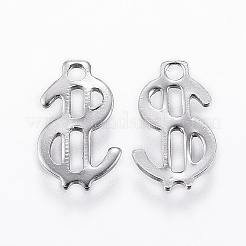 変色しにくい201ステンレススチールチャーム  ドル記号  ステンレス鋼色  11.5x7x0.8mm  穴：1mm&nbsp;STAS-K154-19P